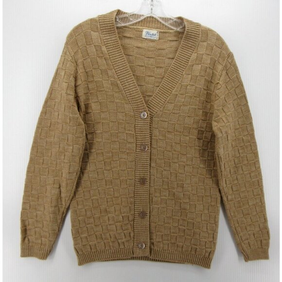 VINTAGE Sweater Small Wintuk Orlon Cardigan Button Down Basket Weave - Picture 1 of 10